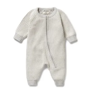 Wilson & Frenchy - Grey Melange and Oatmeal Organic Knitted Growsuit