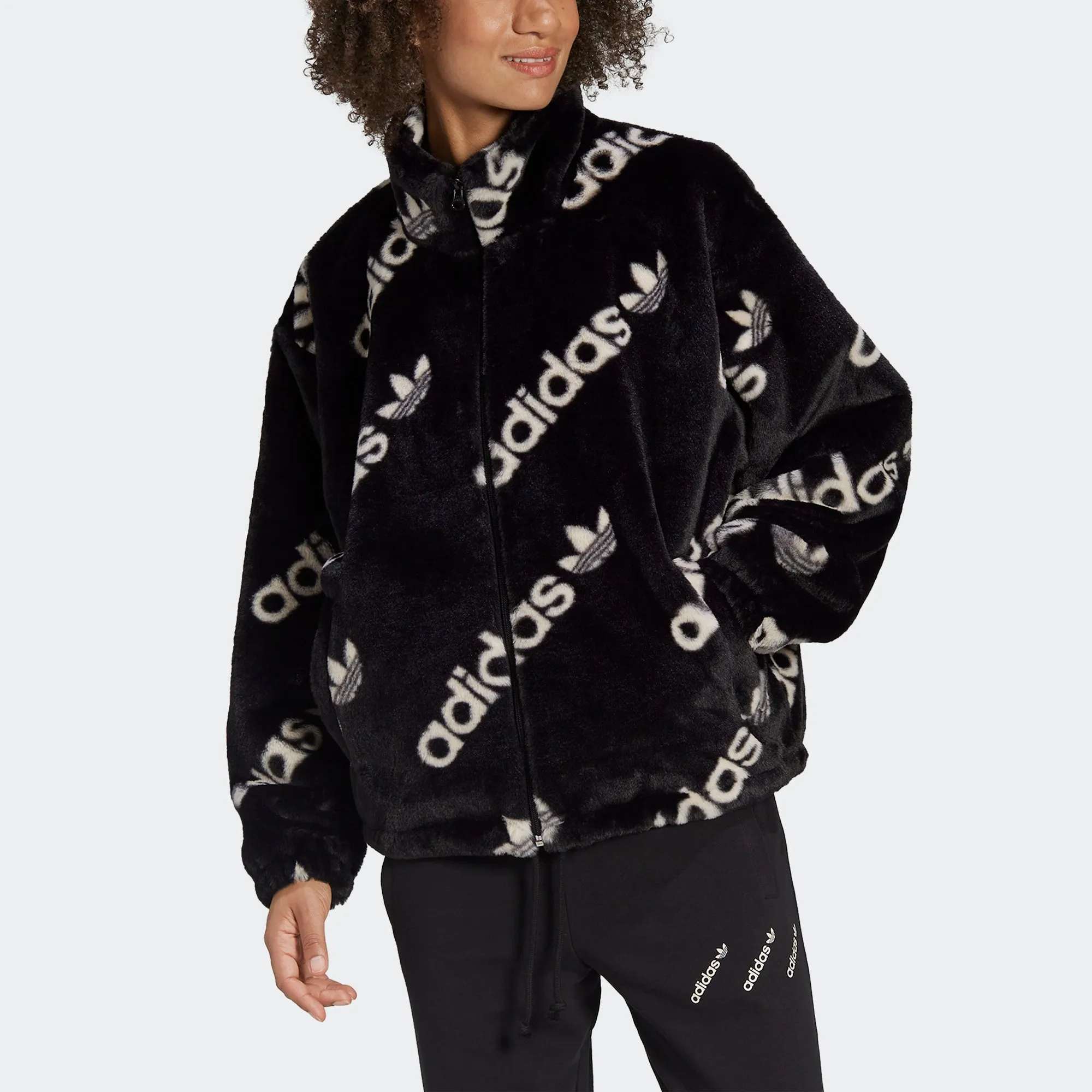 Women's adidas Originals Faux Fur Jacket Black