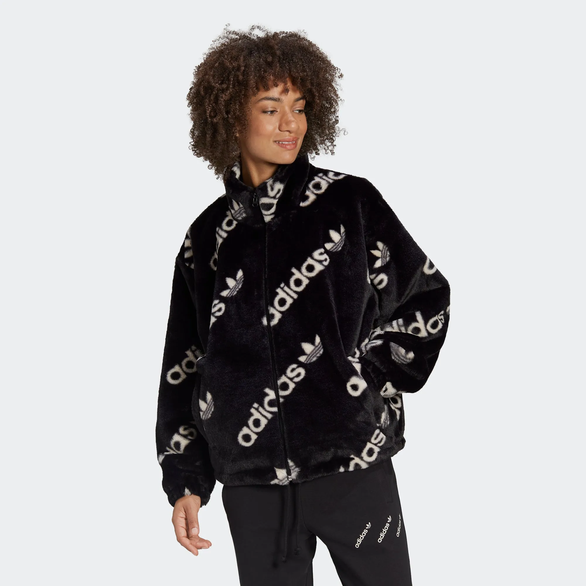 Women's adidas Originals Faux Fur Jacket Black