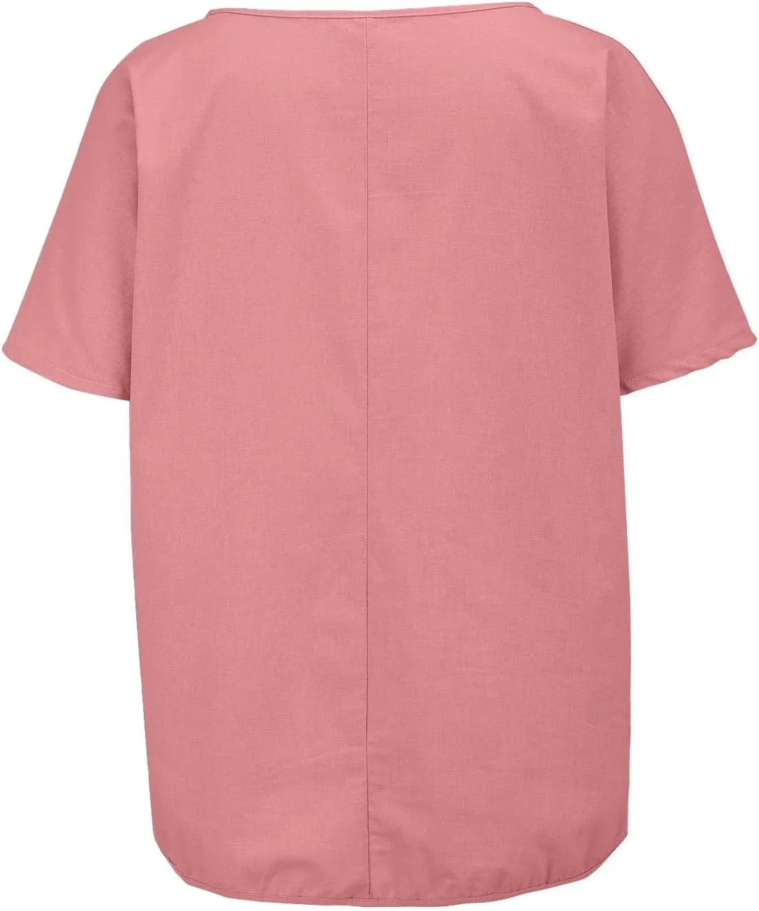 Womens Casual Cotton Linen Shirts Short Sleeve Beach Summer T-Shirts Loose Solid Crewneck Vacation Travel Blouse Tops