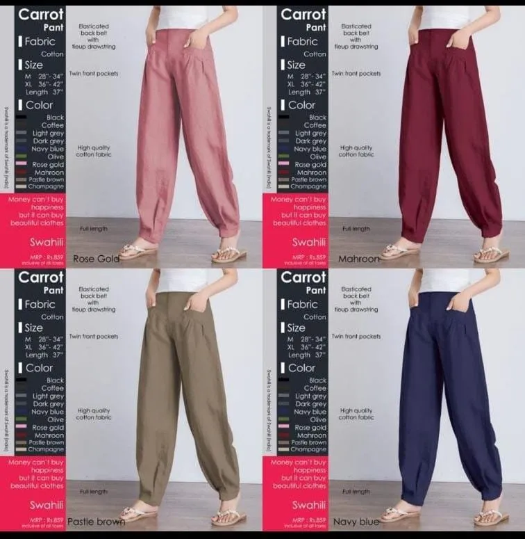 Women's Cotton Carrot Pants-SHBW1087