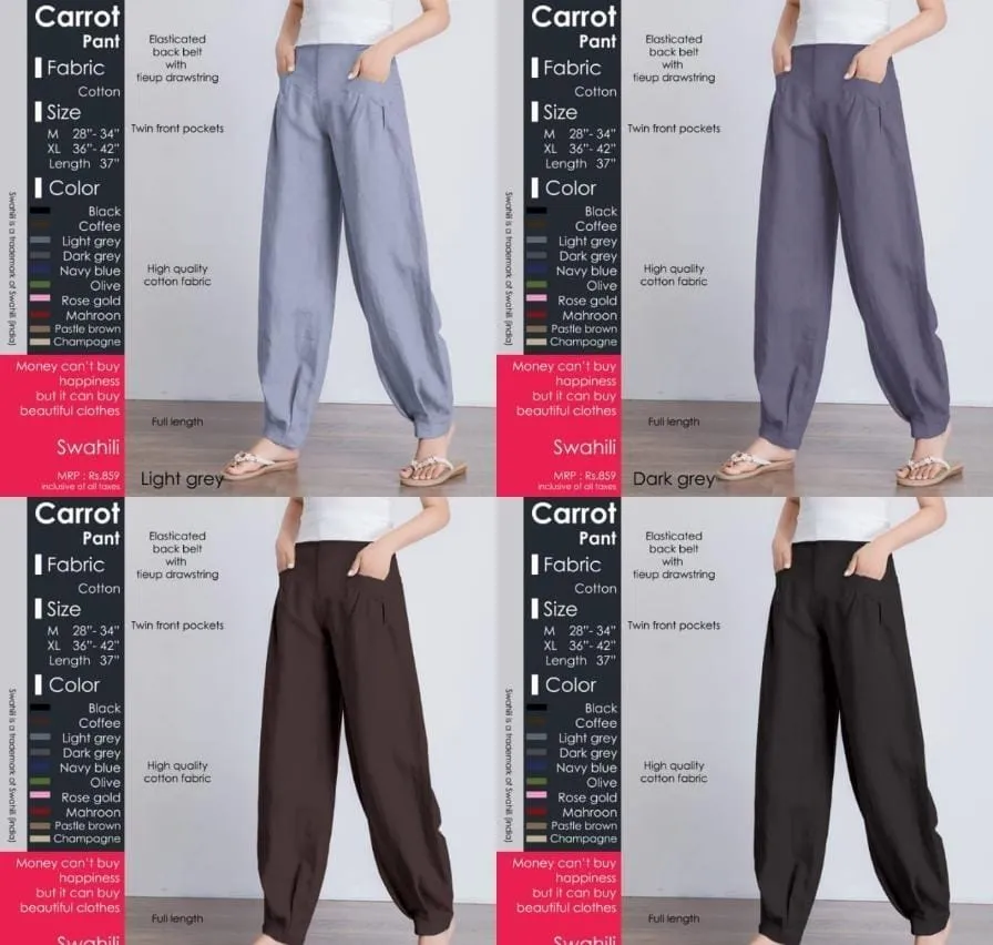 Women's Cotton Carrot Pants-SHBW1087
