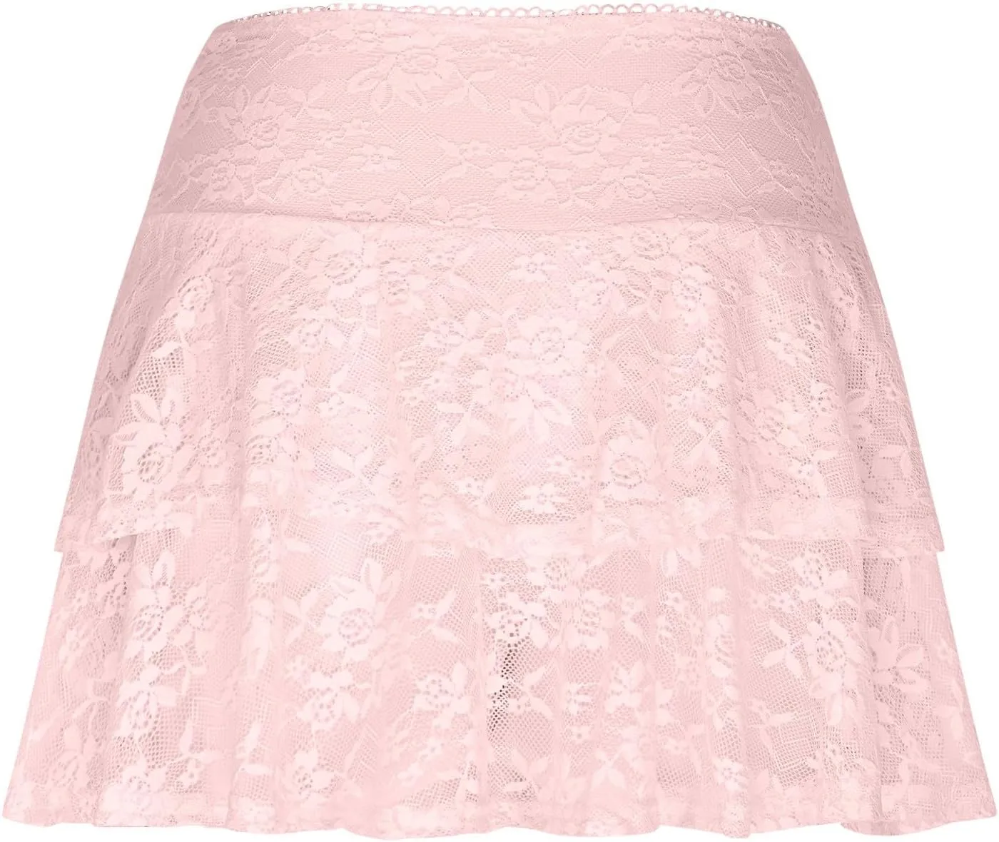 Women's Ruffle Skirts Layered Pure Ruffle Swing Skirt Vintage Lace Short Skirts Cute Flared Hem Skirts Outfits