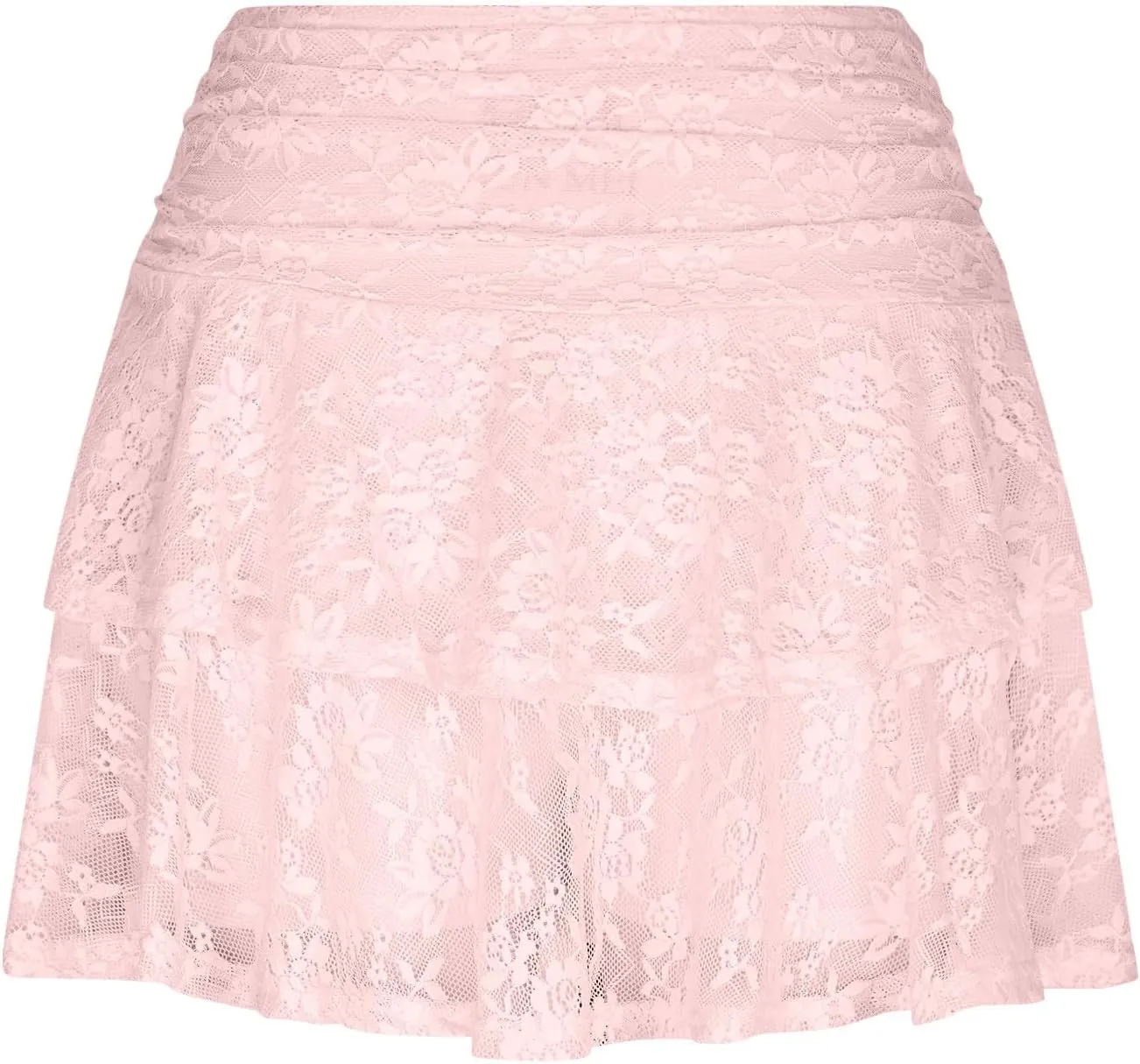 Women's Ruffle Skirts Layered Pure Ruffle Swing Skirt Vintage Lace Short Skirts Cute Flared Hem Skirts Outfits